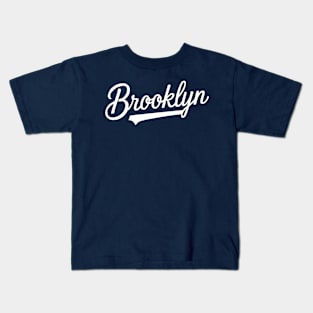 Brooklyn Cursive (White) Kids T-Shirt